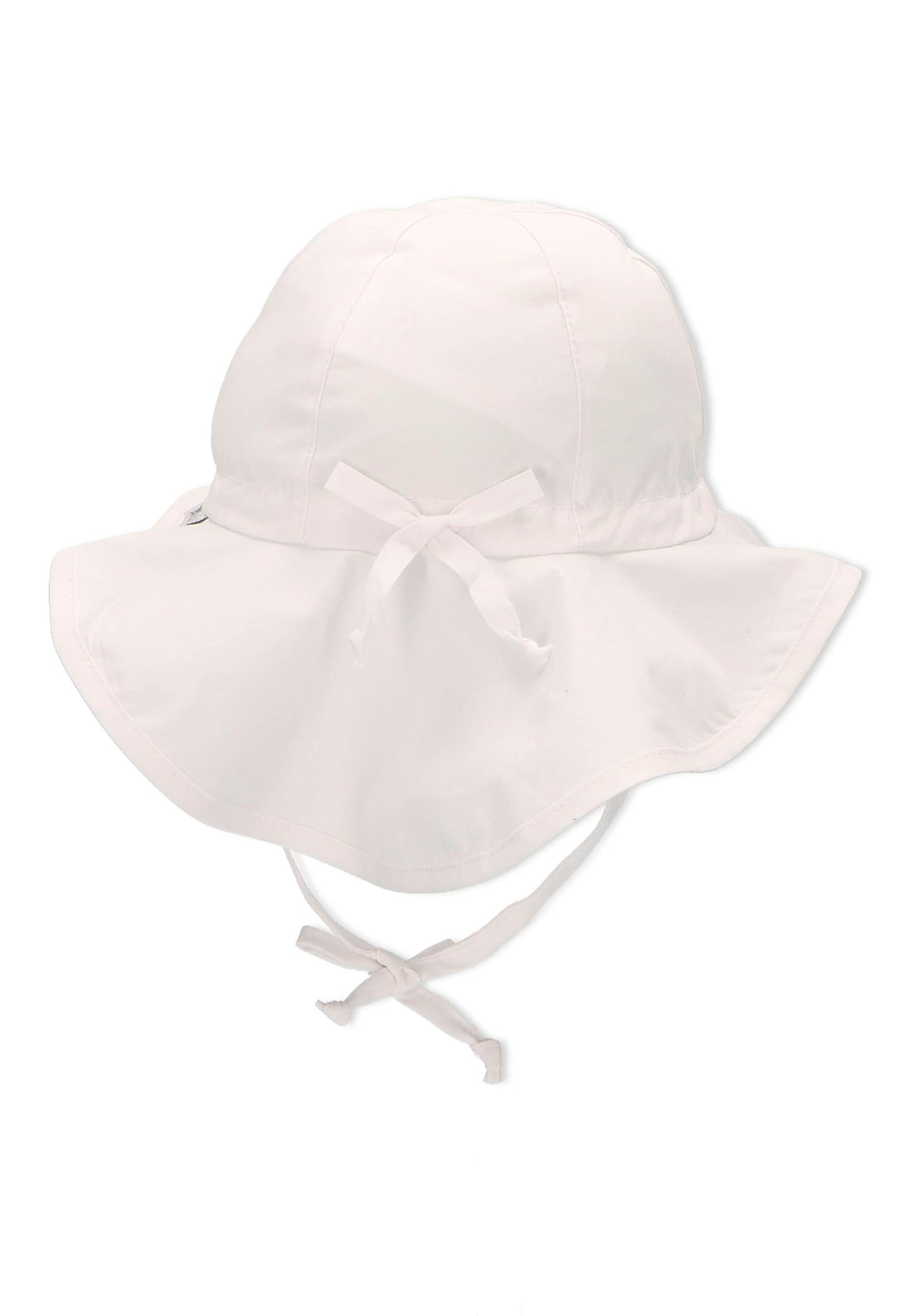 Unisex Sonnenhut für Babys & Kinder, UV-Schutz 50+, mit breiter Krempe, Nackenschutz & Bindebändern, Weiß, Größe 45