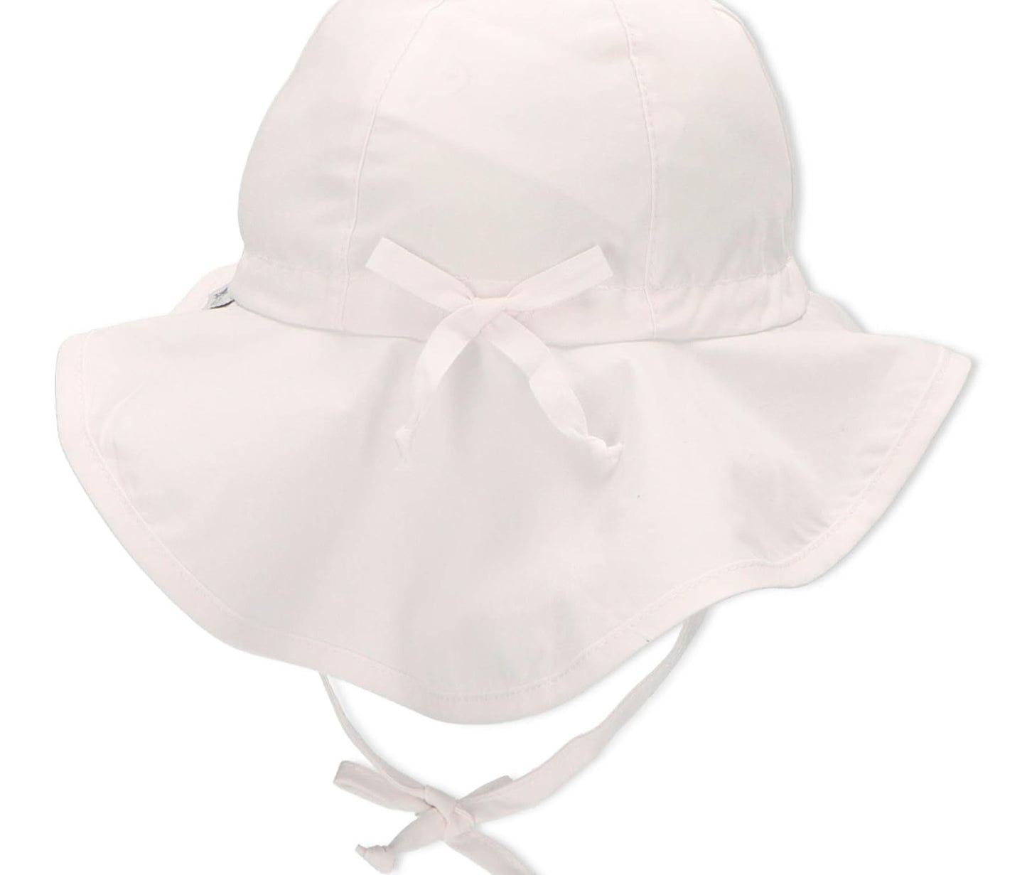 Unisex Sonnenhut für Babys & Kinder, UV-Schutz 50+, mit breiter Krempe, Nackenschutz & Bindebändern, Weiß, Größe 45