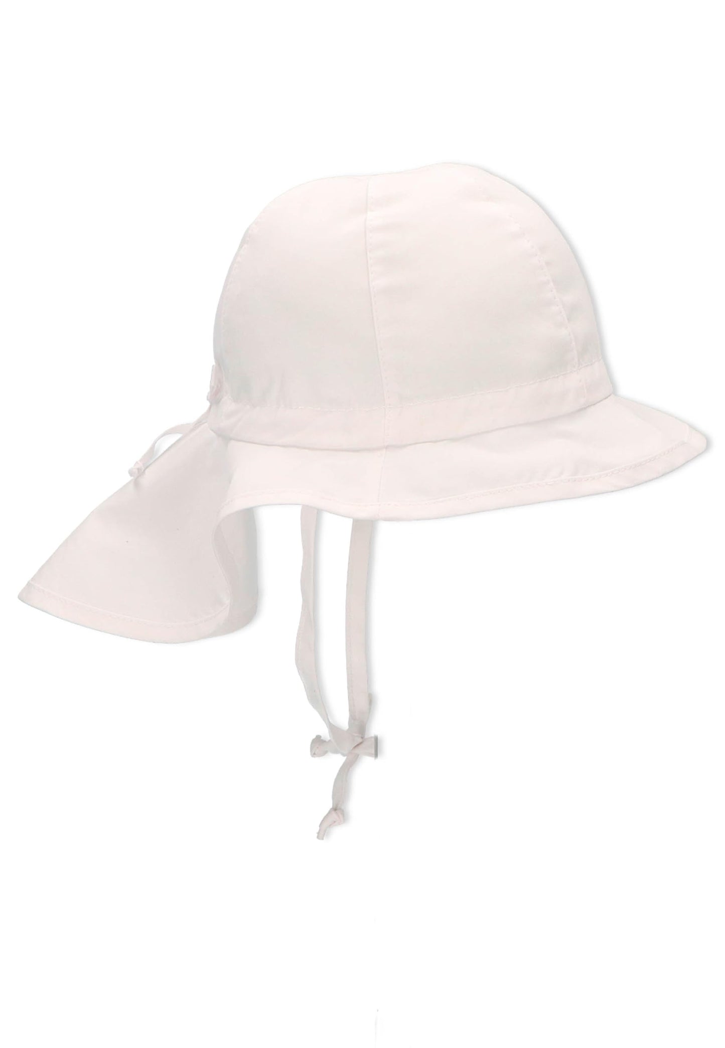 Unisex Sonnenhut für Babys & Kinder, UV-Schutz 50+, mit breiter Krempe, Nackenschutz & Bindebändern, Weiß, Größe 45